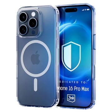 3MK Ovitek za Apple iPhone 16 Pro Max za MagSafe MagCase ojačano ohišje, oklepna zadnja stran, prozoren