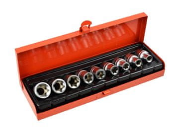 9-delni komplet nastavkov Torx E10-24, 1/2"GEKO, v kovčku (20)