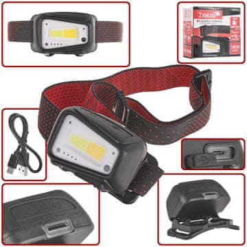 Naglavna svetilka s senzorjem gibanja LED COB 8W (5W+3W) 1800mAh 520lm IP44 (100)