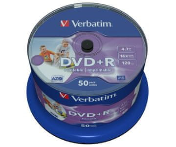 slomart Verbatim 43512 DVD+R medij 16x 4.7GB, 50 kosov, potisni