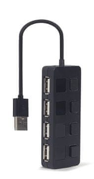 HUB Gembird UH404S-B USB 2.0 Hub 4-portni s stikali, črn