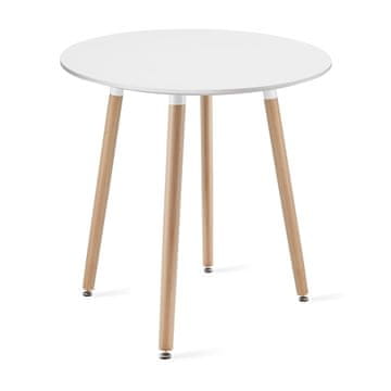 BE KAMI Okrogla miza 60 cm - bela / naravne noge
