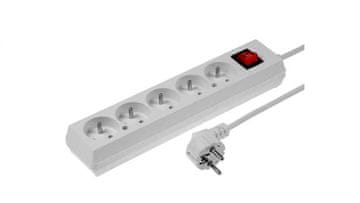 JO! Podaljšek s stikalom, 5 vtičnic, 10A, 3m /OMY 3x1/ bel PS-570WS T-106010