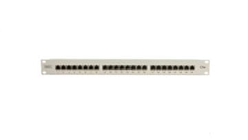Kompletna patch plošča 19 palcev 24x RJ45 S/FTP kat. 5e 1U siva (RAL 7035) DN-91524S