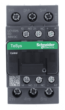 Schneider TeSys Deca kontaktor za napajanje 25A 3P 48V DC 1NO 1NC LC1D25ED