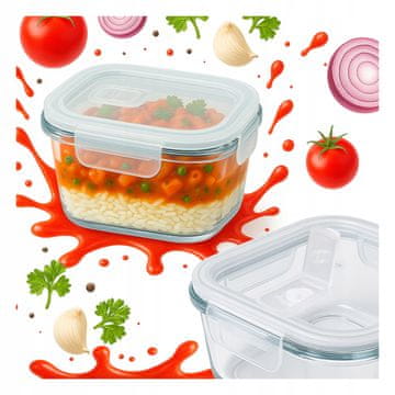 BE Steklena posoda Lunchbox kvadratna 320 ml za hrano, večerjo, solate