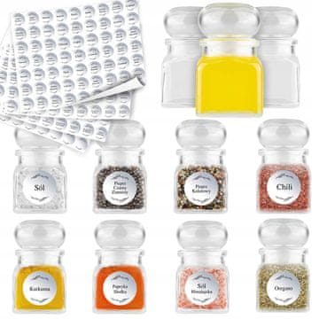 20X kozarcev za začimbe, med, sveče, čaj 120 ml + 252 nalepk/etikete