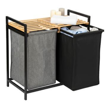 Gockowiak bambusova košara za perilo ali igrače HANOI BLACK 2 predelka DUO COLOR