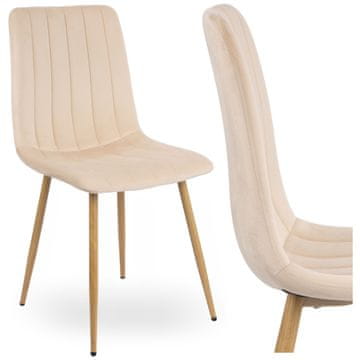 EH Stol FRESNO WOOD VELVET, oblazinjen v bež žamet