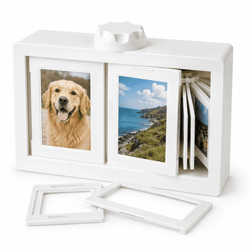 HOME & MARKER® Vrtljivi okvir za fotografije, 12 rež, do 24 slik, za Polaroid in Instax fotografije, namizni okvir | ROTAPIX