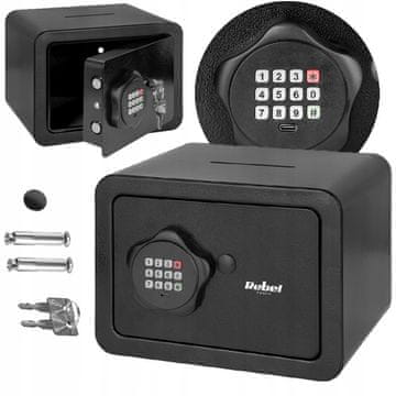 Rebel TOOLS Digitalni PIN elektronski sef za denar 230mm črn