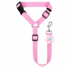 HARLEY® Varnostni pas za psa v avtu, nastavljiv 55–71 cm, 360° vrtljiva sponka, najlon, univerzalna zanka za vzglavnik | PETBELT Roza