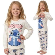 Disney DISNEY Stitch BOMBAŽNA dekliška pižama, DVODELNA pižama z dolgimi rokavi, DOLGE hlače OEKO-TEX 110