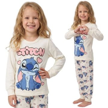 Disney DISNEY Stitch BOMBAŽNA dekliška pižama, DVODELNA pižama z dolgimi rokavi, DOLGE hlače OEKO-TEX