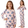 Disney DISNEY Stitch Roza, BOMBAŽNA dekliška pižama, DVODELNA pižama z dolgimi rokavi, DOLGE hlače OEKO-TEX 128
