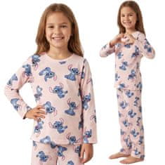 Disney DISNEY Stitch Roza, BOMBAŽNA dekliška pižama, DVODELNA pižama z dolgimi rokavi, DOLGE hlače OEKO-TEX 128
