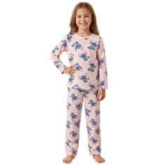 Disney DISNEY Stitch Roza, BOMBAŽNA dekliška pižama, DVODELNA pižama z dolgimi rokavi, DOLGE hlače OEKO-TEX 128
