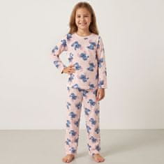 Disney DISNEY Stitch Roza, BOMBAŽNA dekliška pižama, DVODELNA pižama z dolgimi rokavi, DOLGE hlače OEKO-TEX 128