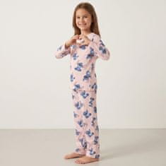 Disney DISNEY Stitch Roza, BOMBAŽNA dekliška pižama, DVODELNA pižama z dolgimi rokavi, DOLGE hlače OEKO-TEX 128