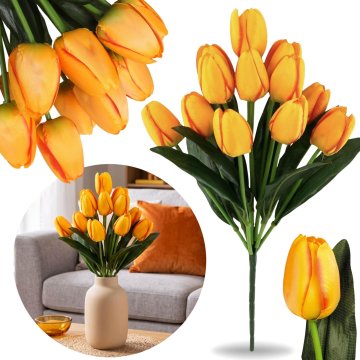 sarcia.eu UMETNI tulipani, ŠOPEK oranžnih tulipanov, vejica 43 cm, KOMPLET 12 kosov, KOT ŽIVI