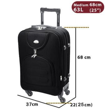 Dollcini Potovalni kovček iz tekstila črn 68 cm
