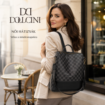 Dollcini Ženski nahrbtnik iz umetnega usnja črna s karirastim vzorcem