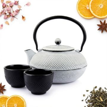 1,5-LITNI ŽELEZNI ČAJNIK, CEDILO, KOMPLET ZA INFUZIJO ČAJA + 2 SKODELICI