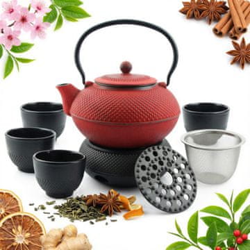 Litoželezni grelnik vode 1,5 L z infuzerjem za čaj + grelnik za 4 skodelice
