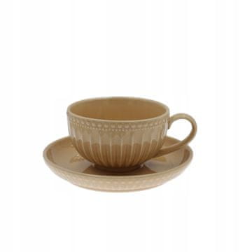 KERAMIČNA SKODELICA S KROŽNIČKOM 250 ml ZA KAVO IN ČAJ, MOSAIQUE BEIGE LINIJA