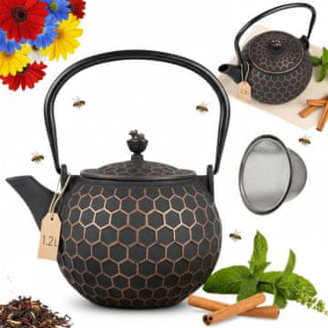 LITOGELEZNI GRELNIK BEE 1,2 L INFUZOR ZA ČAJ IN ZELIŠČA LITOGELEZNI