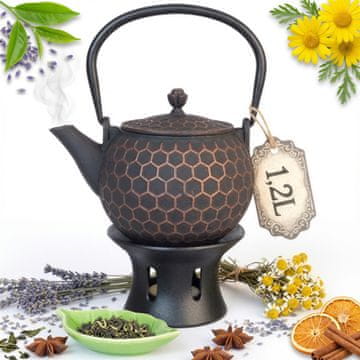 Litoželezni grelnik vode BEE 1,2 L, infuzer za čaj + grelec