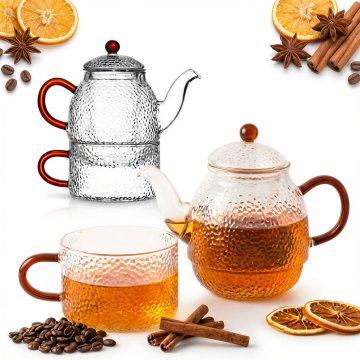 VRČ ZA KAVO Z INFUZORJEM 0,5 L S SKODELICO 250 ML STEKLENI ČAJNI KOMPLET