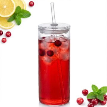 STEKLENICA S SLAMKO 600 ml PROZORNI STEKLENI POKROV
