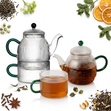 VRČ ZA KAVO Z INFUZORJEM 0,5 L S SKODELICO 250 ML STEKLENI ČAJNI KOMPLET