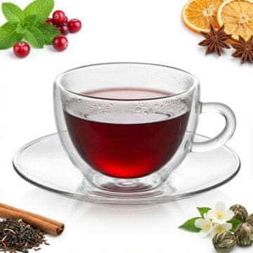Termo skodelica s krožnikom za kavo 250 ml borosilikatnega stekla