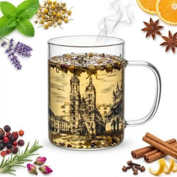 STEKLENA SKODELICA CITY OF KRAKOW 0,4 L PROZORNA S ČRNIM POTISKOM