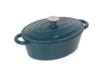 NOIS Ovalni litoželezni lonec Tierra 34 cm 6,5 l morsko modra barva