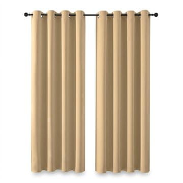 Termoizolacijske zatemnitvene zavese 2 kosa, 228x117 cm, bež, 100% poliester, z obročki za karniso, za popolno zatemnitev, toplotno izolacijo in zmanjšanje hrupa v spalnici ali dnevni sobi, set 2