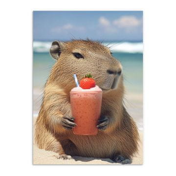 Sodoben stenski plakat CAPYBARA na plaži Mladinski plakati 30x40