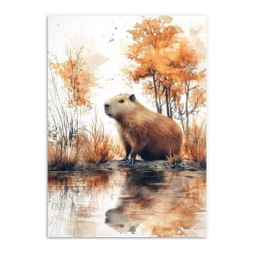 Stenski plakati CAPYBARA Jesenski okraski Plakat Gozd Jesen 30x40