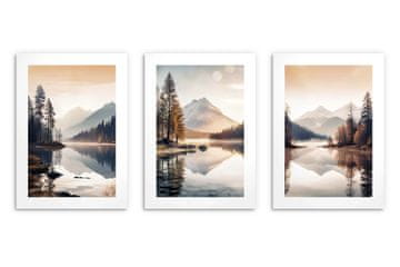 Elegantni plakati za steno spalnice Gorska pokrajina Jezero 3x 30x40
