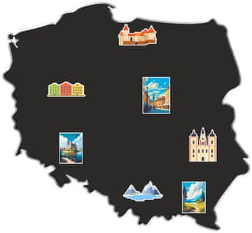 Magnetni samolepilni zemljevid Poljske s potovalnimi magneti 48x52