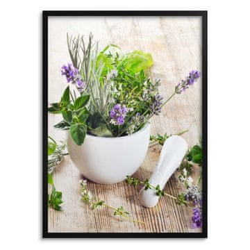 Plakat z zelišči za kuhinjo. Stenska umetnina za kuhinjo ali jedilnico. Uokvirjen 50x70.