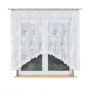 RENATA - Že izdelana žakard zavesa z izrezom na dnu - 300x150 cm - bela
