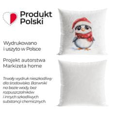 ŽAMETNI PINGVIN - Dekorativna prevleka za vzglavnik - 40x40 cm - bela