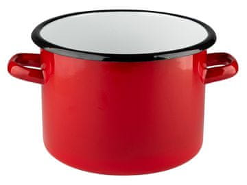 Emajliran lonec, raven, gladek, 22 cm, 7 l, rdeč