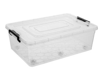 PRAKTYCZNA MOČNA PLASTIČNA POSODA ZA SHRANJEVANJE 60X40X19CM 30L NA KOLESIH