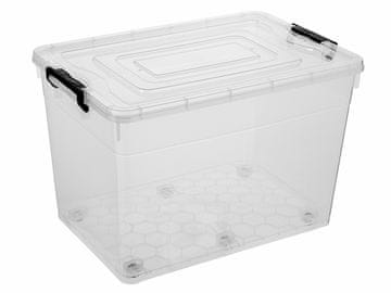 PRAKTYCZNA MOČNA PLASTIČNA POSODA ZA SHRANJEVANJE 60X40X39CM 70L NA KOLESIH