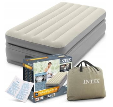Intex Napihljiva vzmetnica Prime Comfort Twin 99 x 191 x 51 cm z vgrajenim kompresorjem #64162