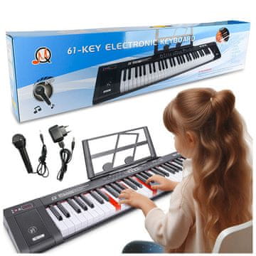 MQ 6151L izobraževalna klaviatura z osvetljenimi tipkami orgel za otroke, da se naučijo igrati na mikrofon